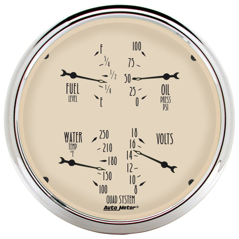 Autometer 5 inch Antique Beige 2 Piece Gauge Kit - Quad & Speedometer