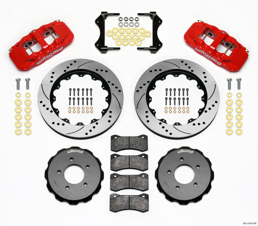 Wilwood AERO6 Front Hat Kit 14.00 Drilled Red 99-06 BMW E46