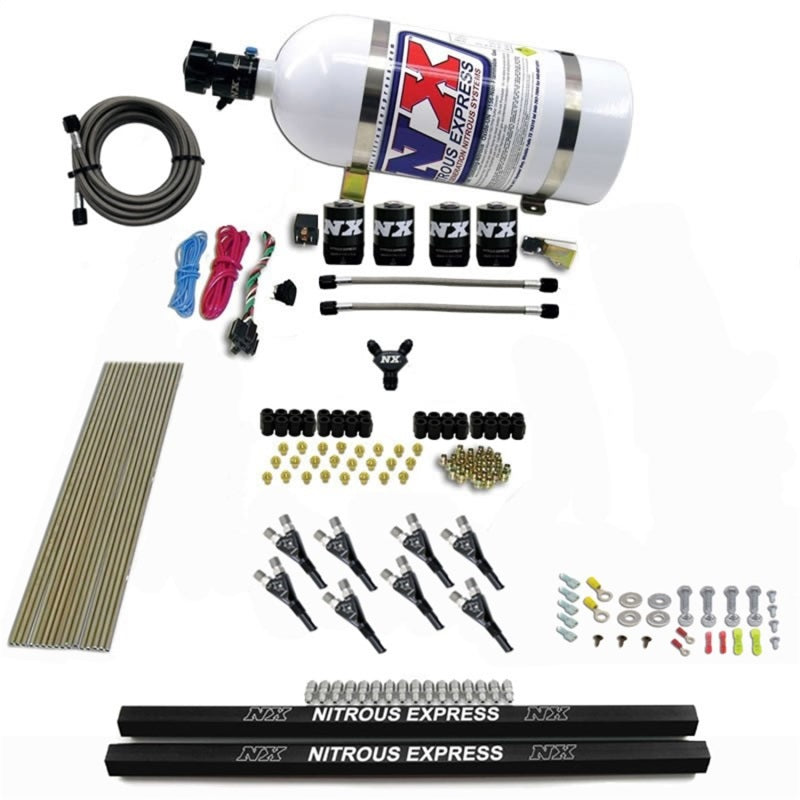 Nitrous Express Pro-Shk/Gas 4 Solenoids Nitrous Kit (200-600HP) w/Rails and 10lb Bottle