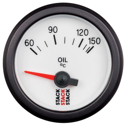 Autometer Stack 52mm 60-150 Deg C M10 Male Electric Oil Temp Gauge - White