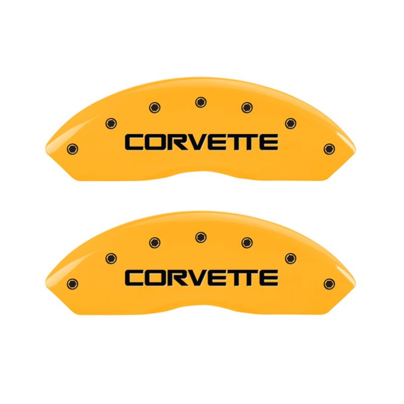 MGP 4 Caliper Covers Engraved F & R C4/Corvette Yellow Finish Black Char 1988 Chevrolet Corvette
