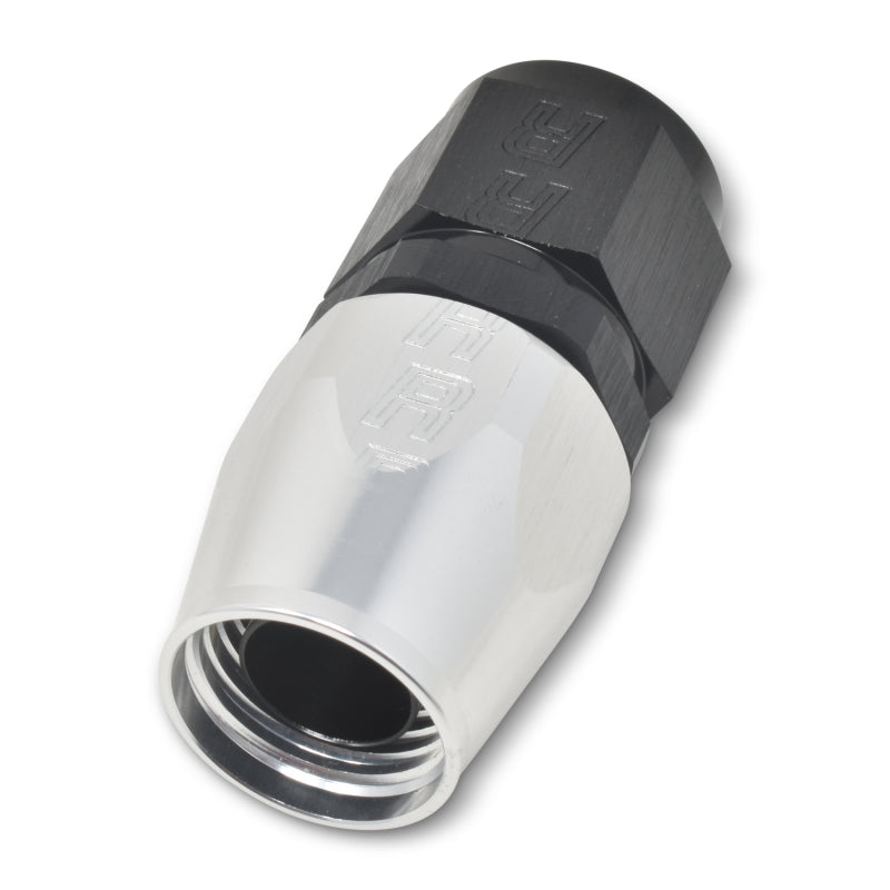 Russell Performance -12 AN Black/Silver Straight Full Flow Hose End