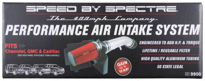 Spectre 99-07 GM Truck V8-4.8/5.3/6.0L F/I Air Intake Kit - Clear Anodized w/Red Filter