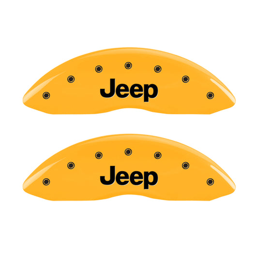 MGP 4 Caliper Covers Engraved Front & Rear Jeep Yellow Finish Black Char 2006 Jeep Commander