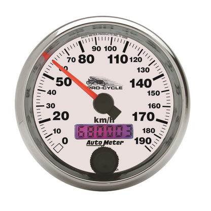 Autometer Pro-Cycle Gauge Speedo 2 5/8in 190 Kmh Elec White