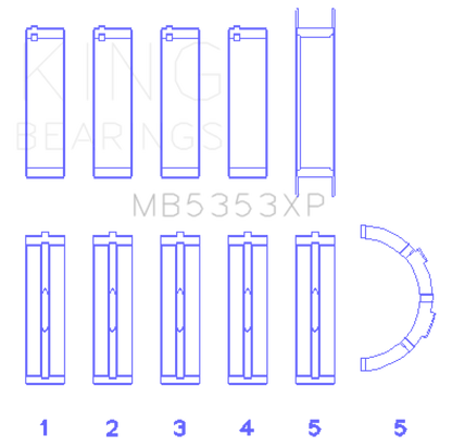 King Ford 281 4.6L SOHC 16V (Size STDX) Performance Main Bearing Set (Set of 5)