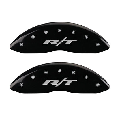 MGP 4 Caliper Covers Engraved Front & Rear RT1-Truck Black finish silver ch