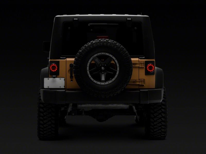 Raxiom 07-18 Jeep Wrangler JK Axial Series Halo LED Tail Lights- Blk Housing (Clear Lens)