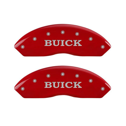 MGP 4 Caliper Covers Engraved Front Buick Engraved Rear Buick Shield Red finish silver ch