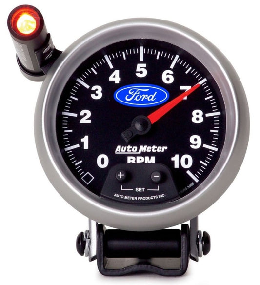 Autometer Ford 3-3/4in. 10K RPM Pedestal w/ Ext. Quick-Lite Tachometer Gauge