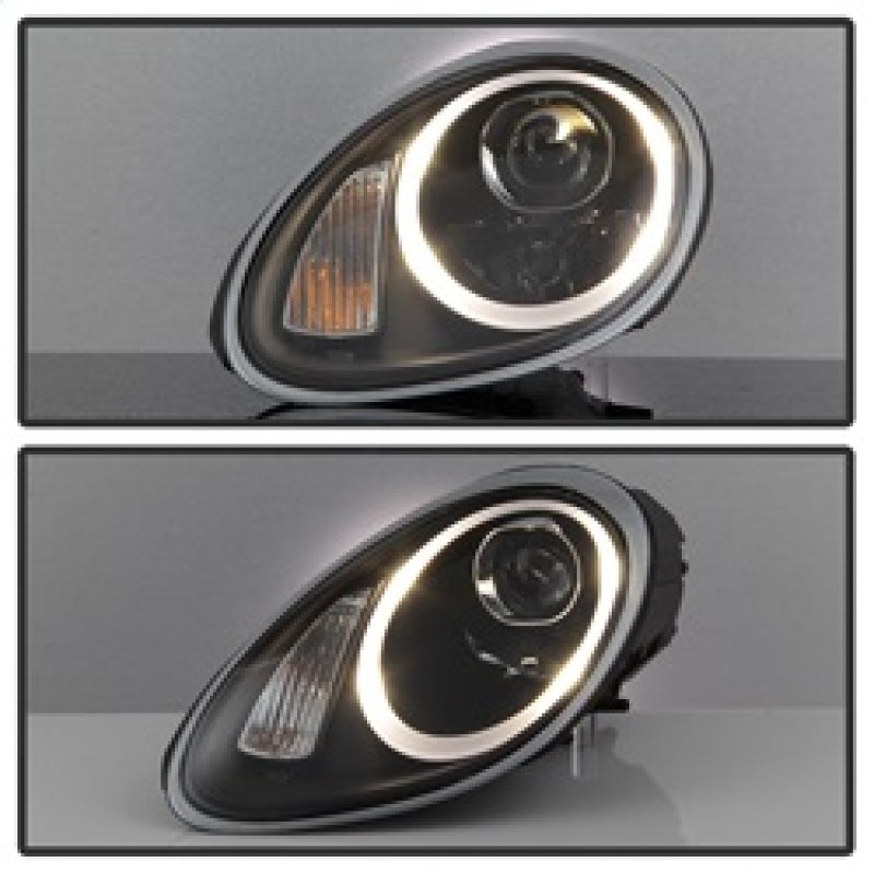 Spyder Porsche Cayman 05-08 Headlights - Halogen Model Only - DRL LED - Black PRO-YD-P98705-DRL-BK