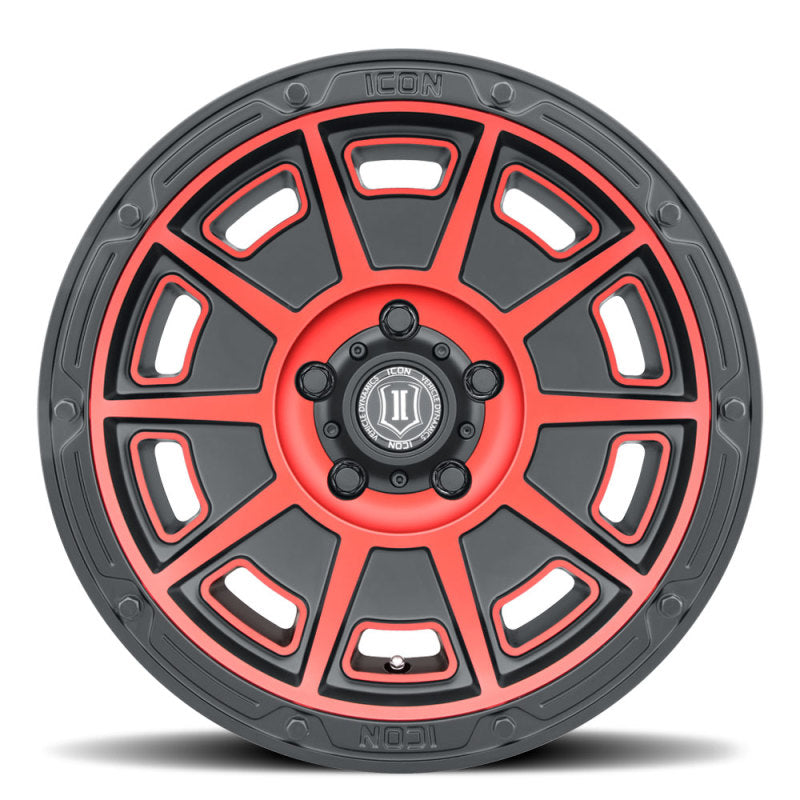 ICON Victory 17x8.5 6x135 6mm Offset 5in BS Satin Black w/Red Tint Wheel