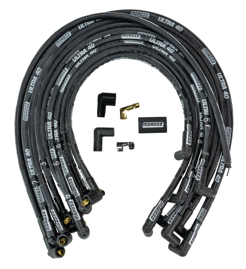 Moroso Chevrolet Big Block Ignition Wire Set - Ultra 40 - Sleeved - Non-HEI - 90 Degree - Black