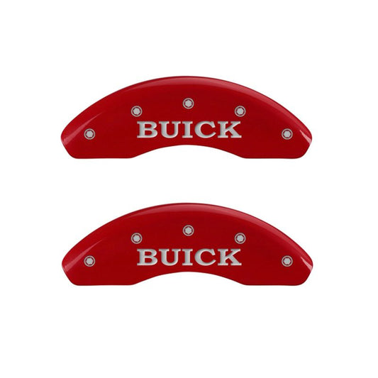 MGP 4 Caliper Covers Engraved Front Buick Engraved Rear Buick Shield Red finish silver ch