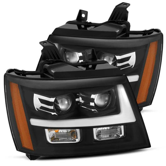 AlphaRex 07-14 Chevrolet Tahoe/Suburban LUXX-Series LED Projector headlights Black w/ DRL/Sequential