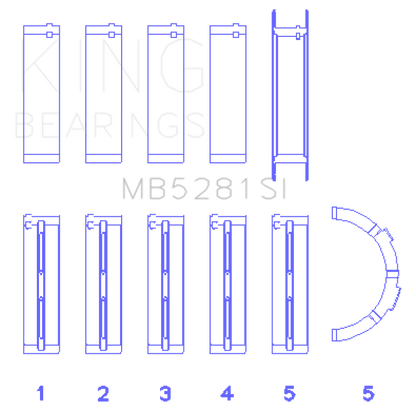 King Ford 281CI 4.6L V8 (Size STD) Main Bearing Set