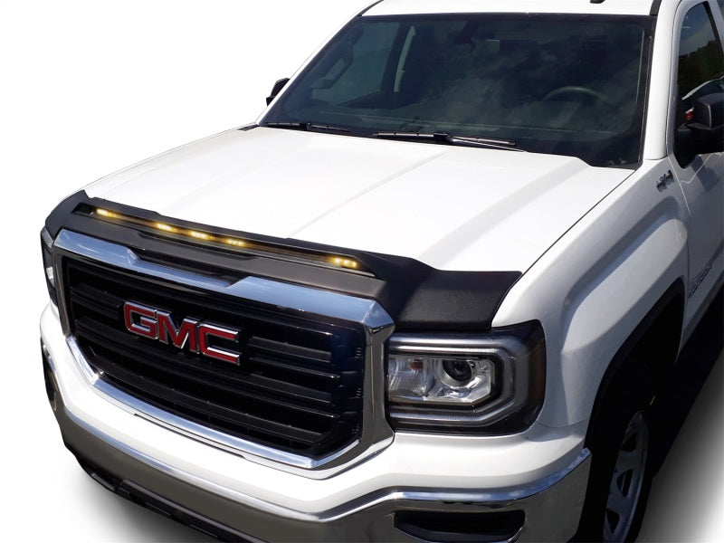 AVS 2014-2018 GMC Sierra 1500 Aeroskin Low Profile Hood Shield w/ Lights - Black