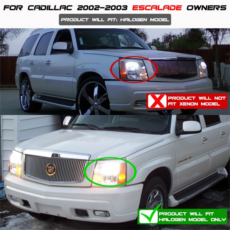 Spyder Cadillac Escalade 02-06 Projector Halogen Model- LED Halo DRL Blk PRO-YD-CE02-DRL-BK