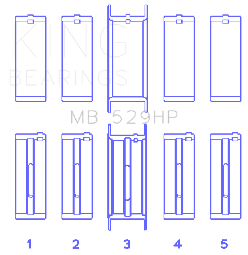 King Ford 302 5.0L Windsor (Size STDX) Main Bearing Set