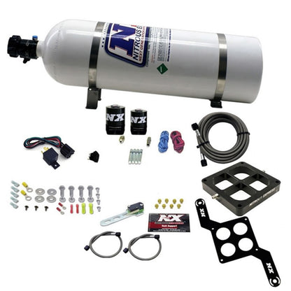 Nitrous Express Dominator Single Entry Billet Crossbar RNC Nitrous Kit (250-750HP) w/15lbbottle