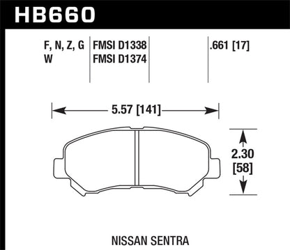 Hawk 09-10 Nissan Maxima / 08-10 Rogue / 07-09 Sentra SE-R / 10  Sentra SE-R M/T HPS Street Front Br