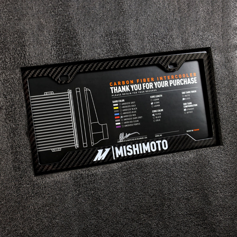Mishimoto Universal Carbon Fiber Intercooler - Gloss Tanks - 450mm Silver Core - C-Flow - R V-Band