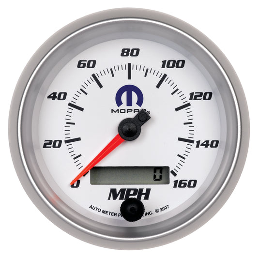 AutoMeter Gauge Speedometer 3-3/8in. 160MPH Elec. Programmable White Mopar