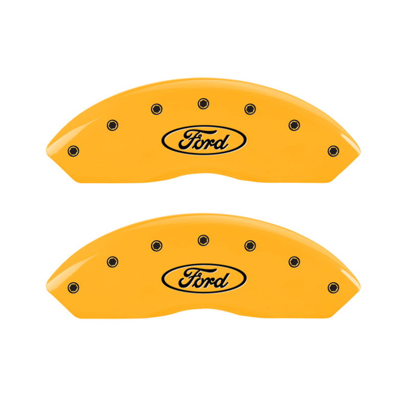 MGP 4 Caliper Covers Engraved Front & Rear Oval Logo/Ford Yellow Finish Black Char 2008 Ford F-150