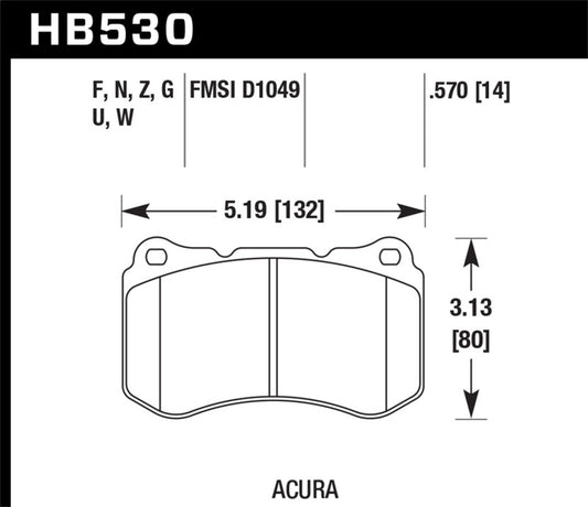 Hawk 07-08 Acura TL Type S DTC-70 Race Front Brake Pads