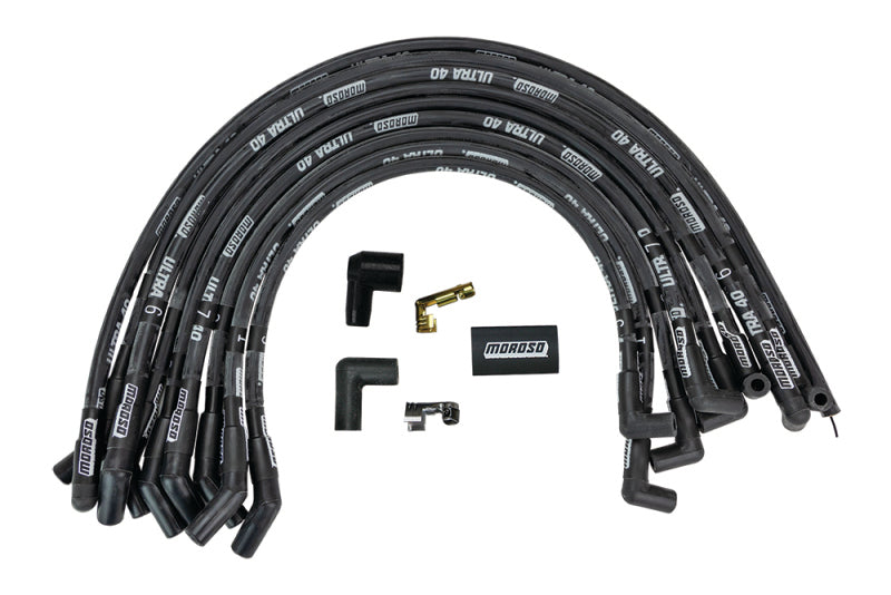 Moroso Ford 429-460 Ignition Wire Set - Ultra 40 - Sleeved - HEI - 135 Degree - Black