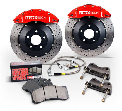 StopTech 15 Audi S3 /15 Volkswagen Golf R Front BBK w/ Red ST-40 Caliper Slotted 355X32 2pc Rotor