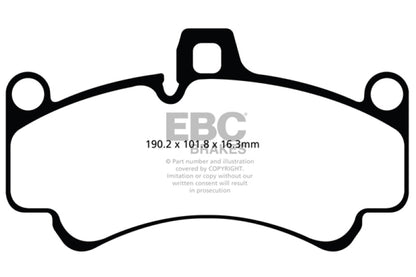 EBC 01-03 Porsche 911 (996) (Cast Iron Rotor only) 3.6 Twin Turbo GT2 Redstuff Front Brake Pads