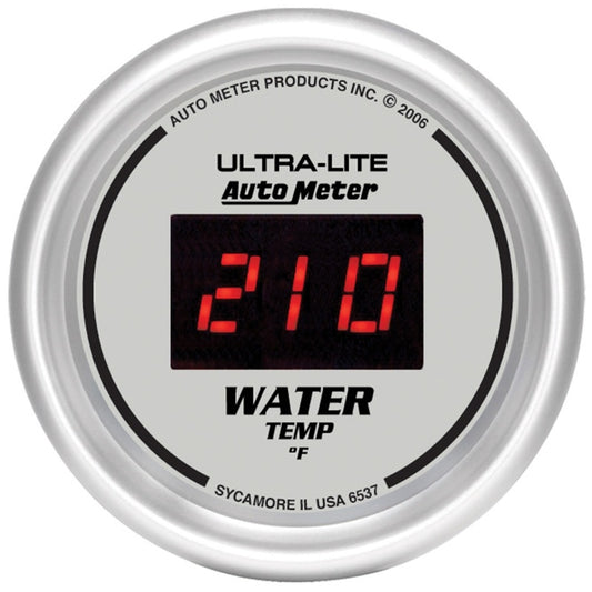 Autometer Ultra-Lite 2-1/16in 340 Deg F Silver Dial Digital w/ Red LED Water Temperature Gauge