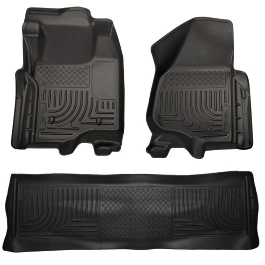 Husky Liners 11-12 Ford SD Crew Cab WeatherBeater Combo Black Floor Liners (w/o Manual Trans Case)