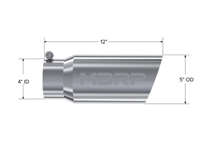 MBRP Universal Tip 5 O.D. Angled Single Walled 4 inlet 12 length