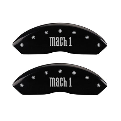 MGP 4 Caliper Covers Engraved Front & Rear Mach 1 Black finish silver ch