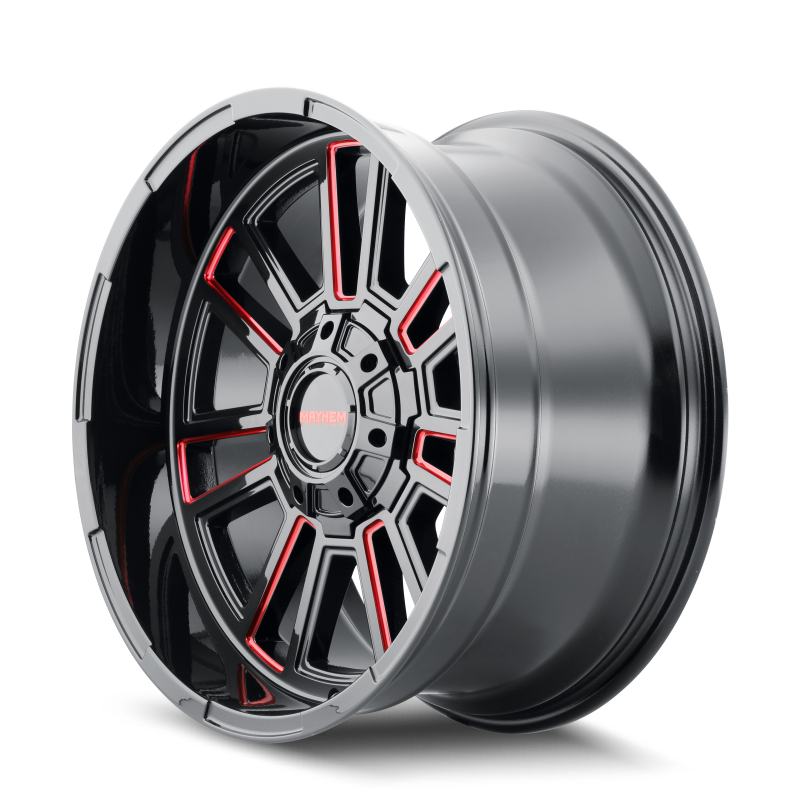 Mayhem 8115 Apollo 20x9 / 8x165.1 BP / 18mm Offset / 125.2mm Hub Black w/ Prism Red Wheel