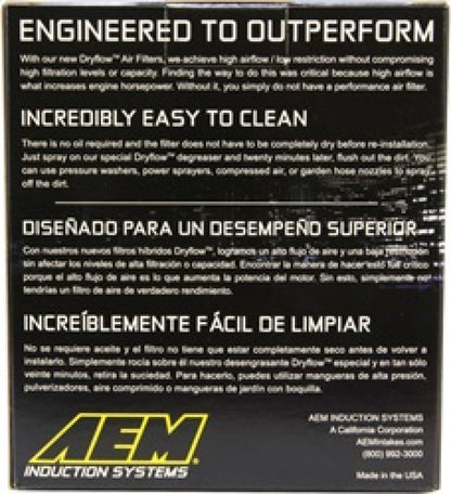 AEM Dryflow Air Filter Conical 5.5in Base OD x 4.75in Top OD x 5in Height