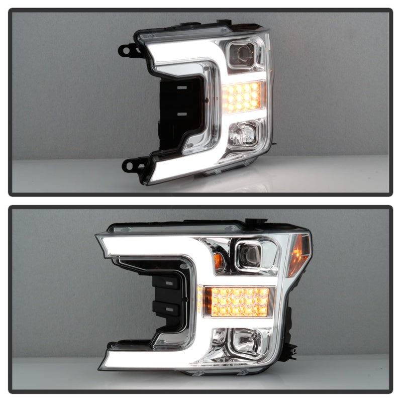 Spyder Signature Ford F150 18-19 (Halogen Model) Proj. Headlights - Chrome (PRO-YD-FF15018-LBSEQ-C)