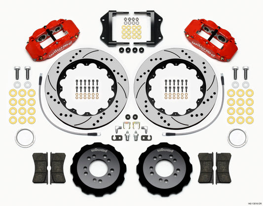 Wilwood Narrow Superlite 6R Front Hat Kit 14.00in Drill Red 2013-Up Ford Focus ST w/ Lines