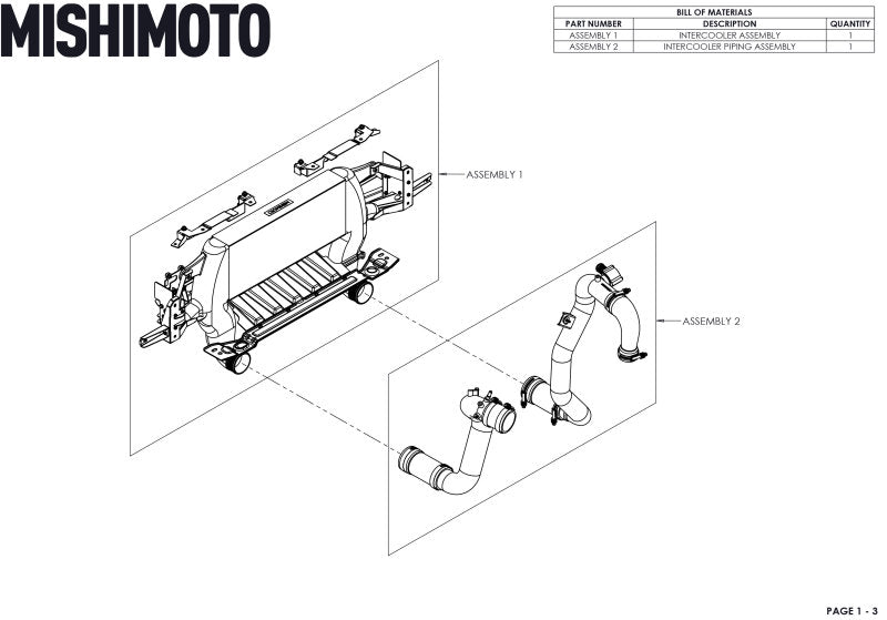 Mishimoto 21+ Bronco 2.3L High Mount INT Kit BK Core P Pipes