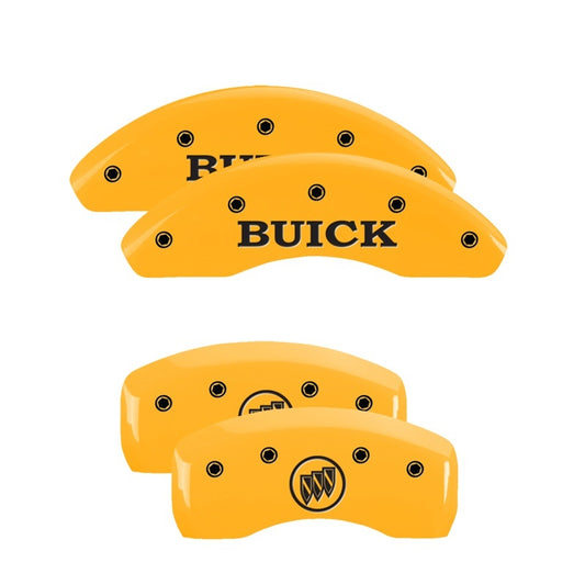 MGP 4 Caliper Covers Engraved Front Buick Engraved Rear Buick Shield Yellow finish black ch