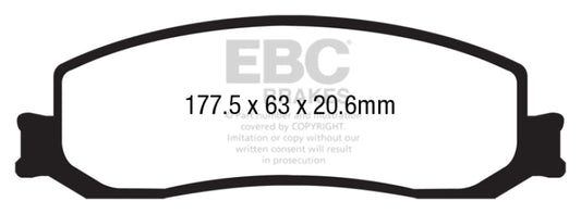 EBC 12 Ford F250 (inc Super Duty) 6.2 (2WD) Ultimax2 Front Brake Pads
