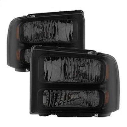 Xtune Ford F250 F350 F450 Superduty Excursion 99-04 Headlights Black Smoked HD-JH-FF25099-HA-BSM