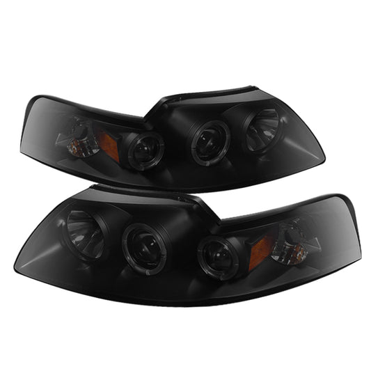 Spyder Ford Mustang 99-04 Projector Headlights LED Halo Blk Smke PRO-YD-FM99-1PC-AM-BSM