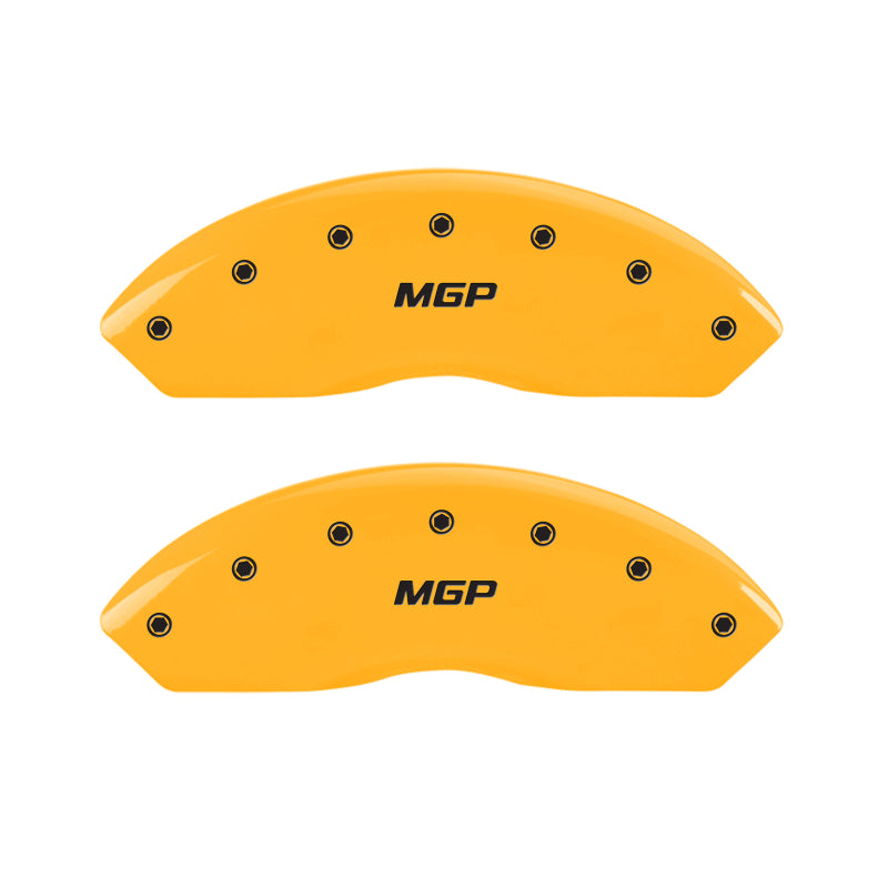 MGP 4 Caliper Covers Engraved Front & Rear GMC Yellow finish black ch