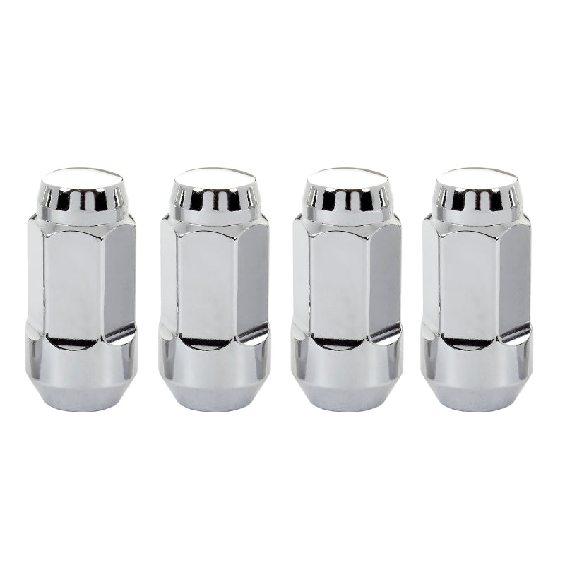 McGard Hex Lug Nut (Cone Seat Bulge Style) M14X1.5 / 13/16 Hex / 1.945in. Length (4-Pack) - Chrome