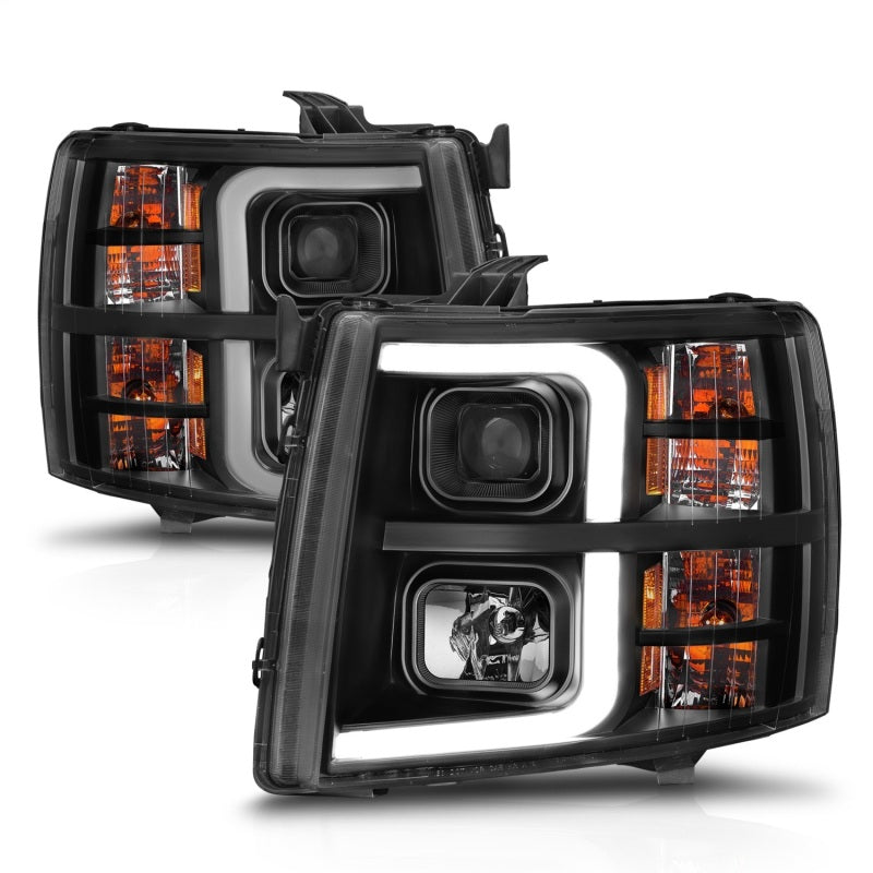 ANZO 2007-2013 Chevrolet Silverado 1500 Projector w/ Light Bar Black Housing w/ Sequential