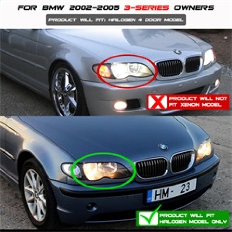 Spyder BMW E46 3-Series 02-05 4DR Projector Headlights 1PC LED Halo Smke PRO-YD-BMWE4602-4D-AM-SM