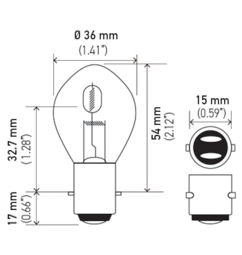 Hella Bulb 6260 12V 60/60W Ba20D B11 S2